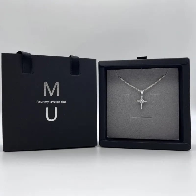 MU ACCESSORIES|純銀造型水鑽十字架項鍊 N0007