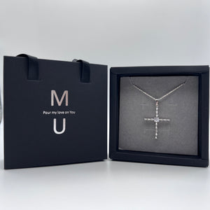 MU ACCESSORIES|純銀T鑽造型十字架項鍊 N0017