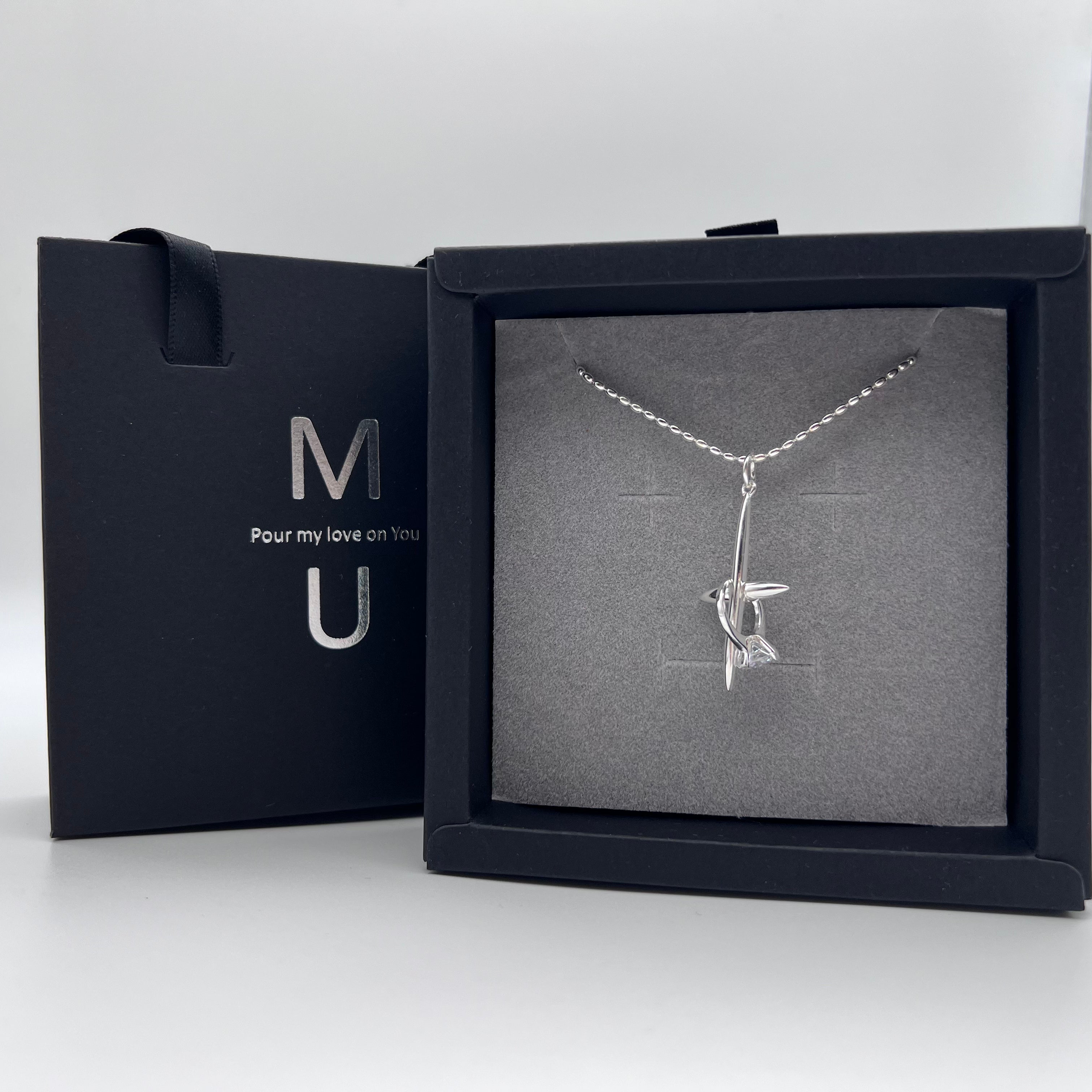 MU ACCESSORIES|純銀水鑽戒指造型十字架項鍊 N0016