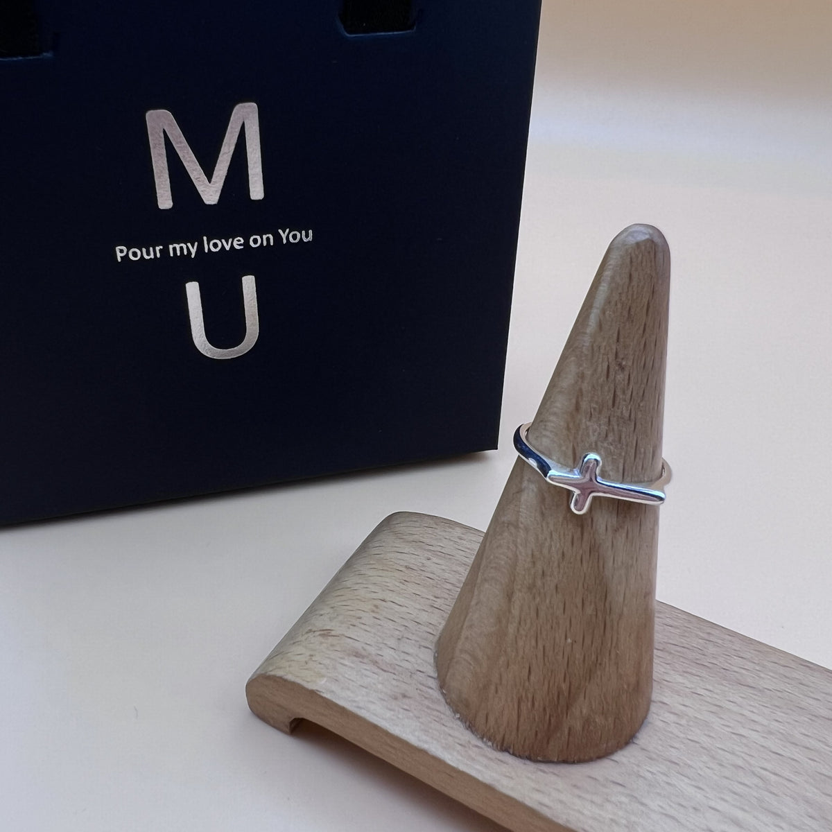 MU ACCESSORIES|純銀十字架造型開口戒指 R0001