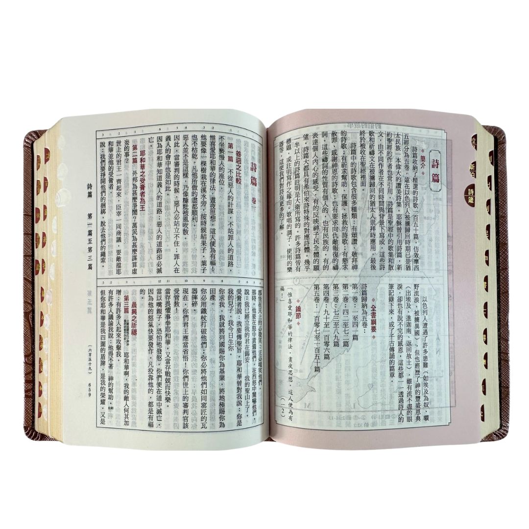 霧紫金皮面索引5系列和合本聖經 內頁與拇指索引展示