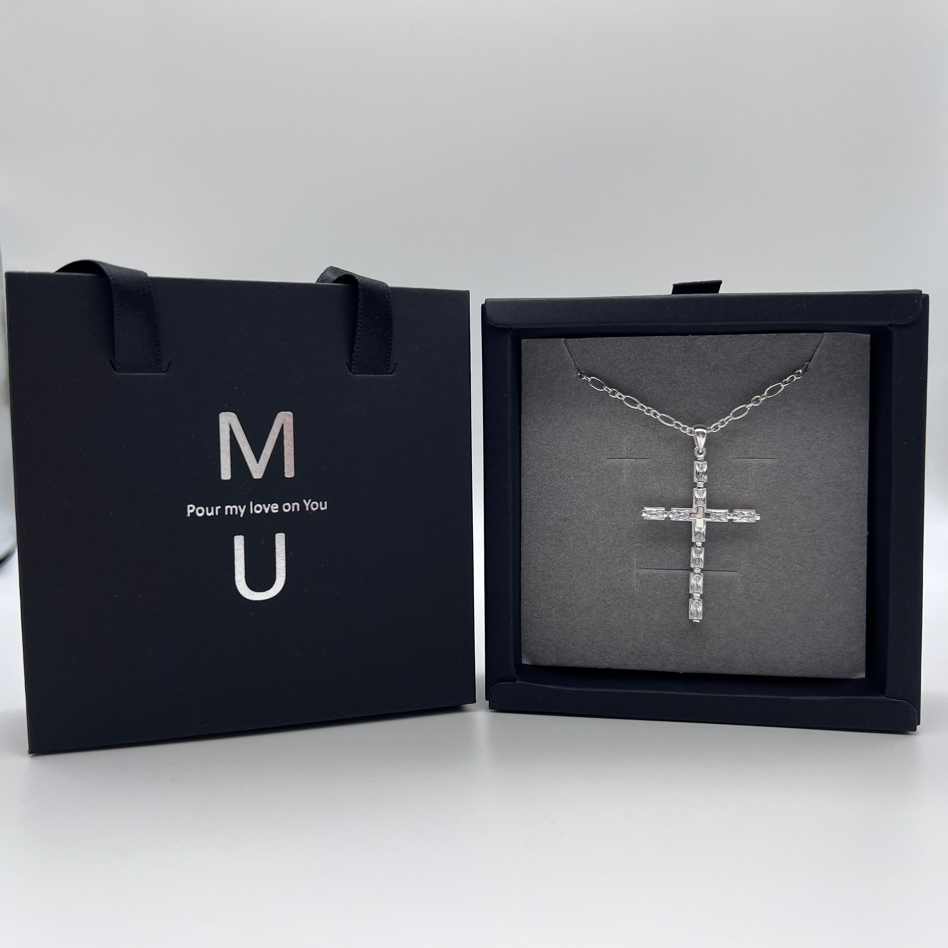 MU ACCESSORIES｜純銀造型水鑽十字架項鍊 N0023