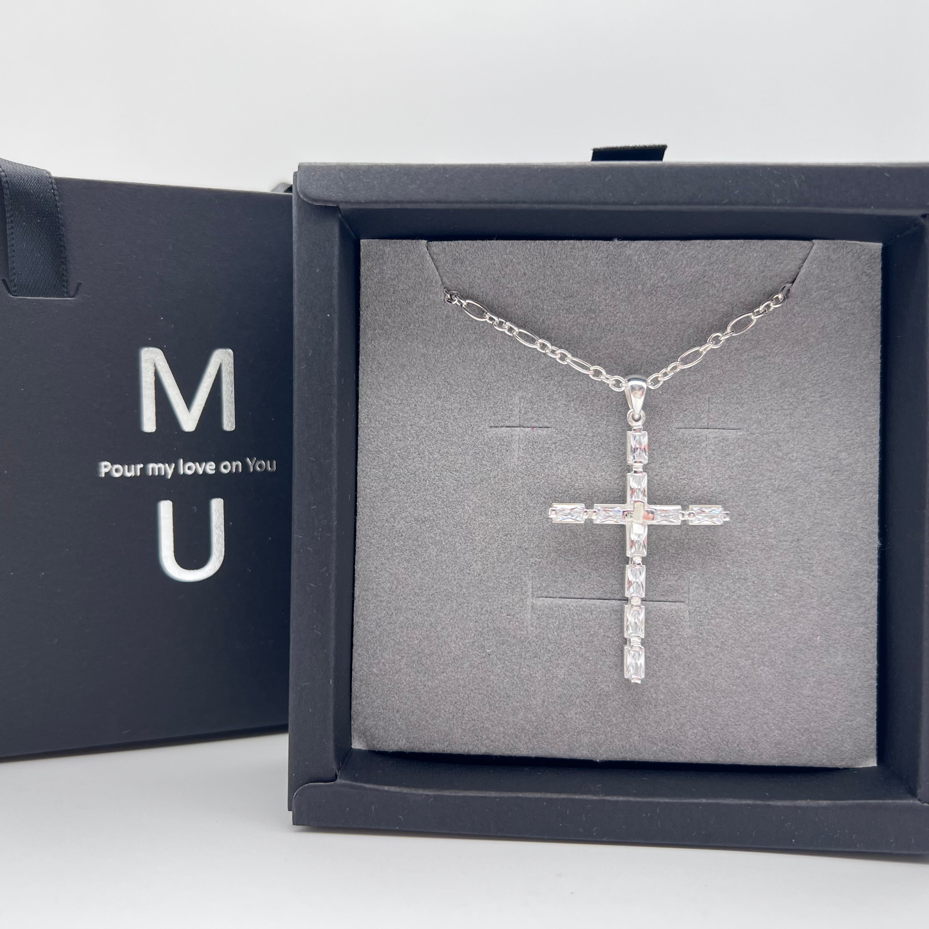 MU ACCESSORIES｜純銀造型水鑽十字架項鍊 N0023