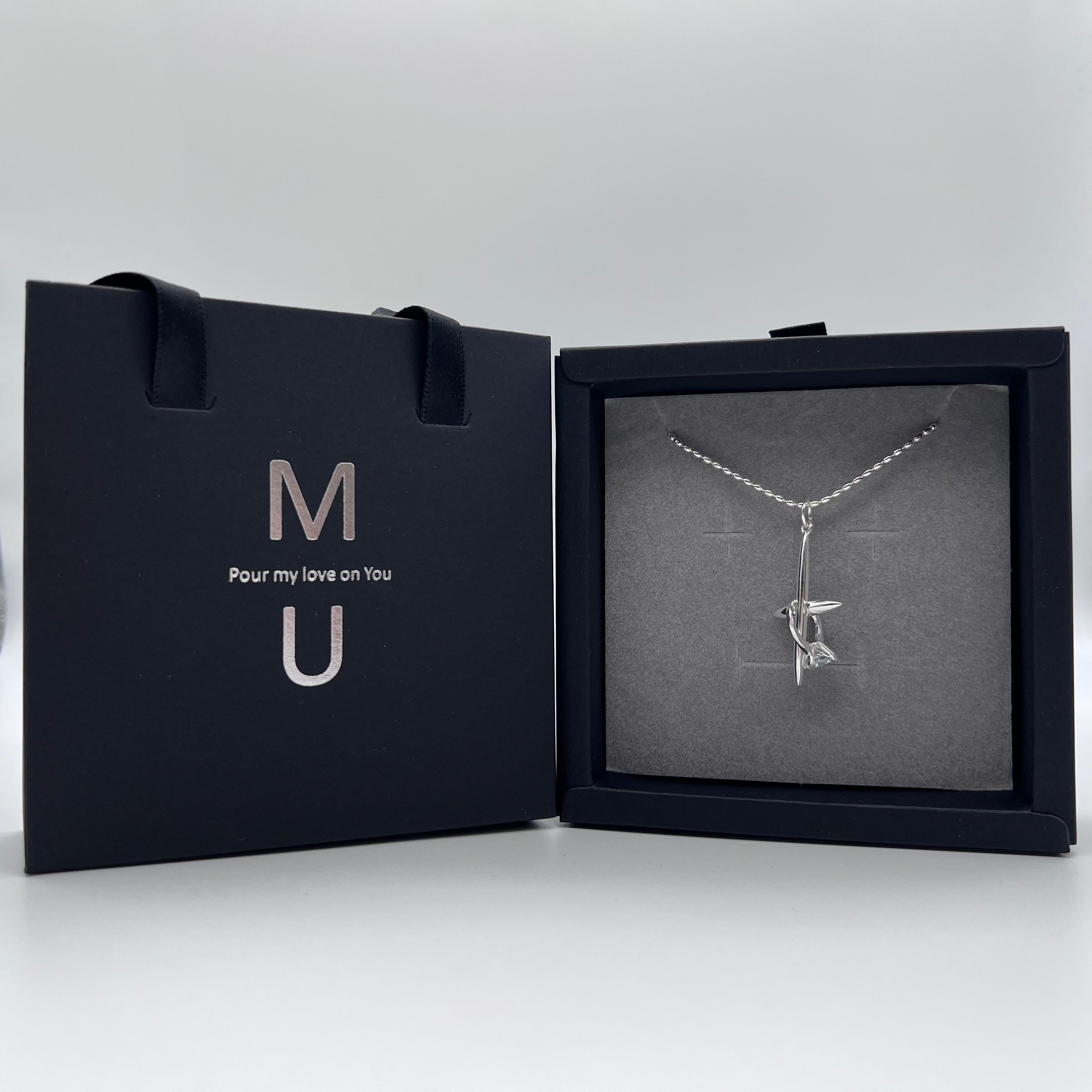 MU ACCESSORIES｜純銀水鑽戒指造型十字架項鍊 N0016