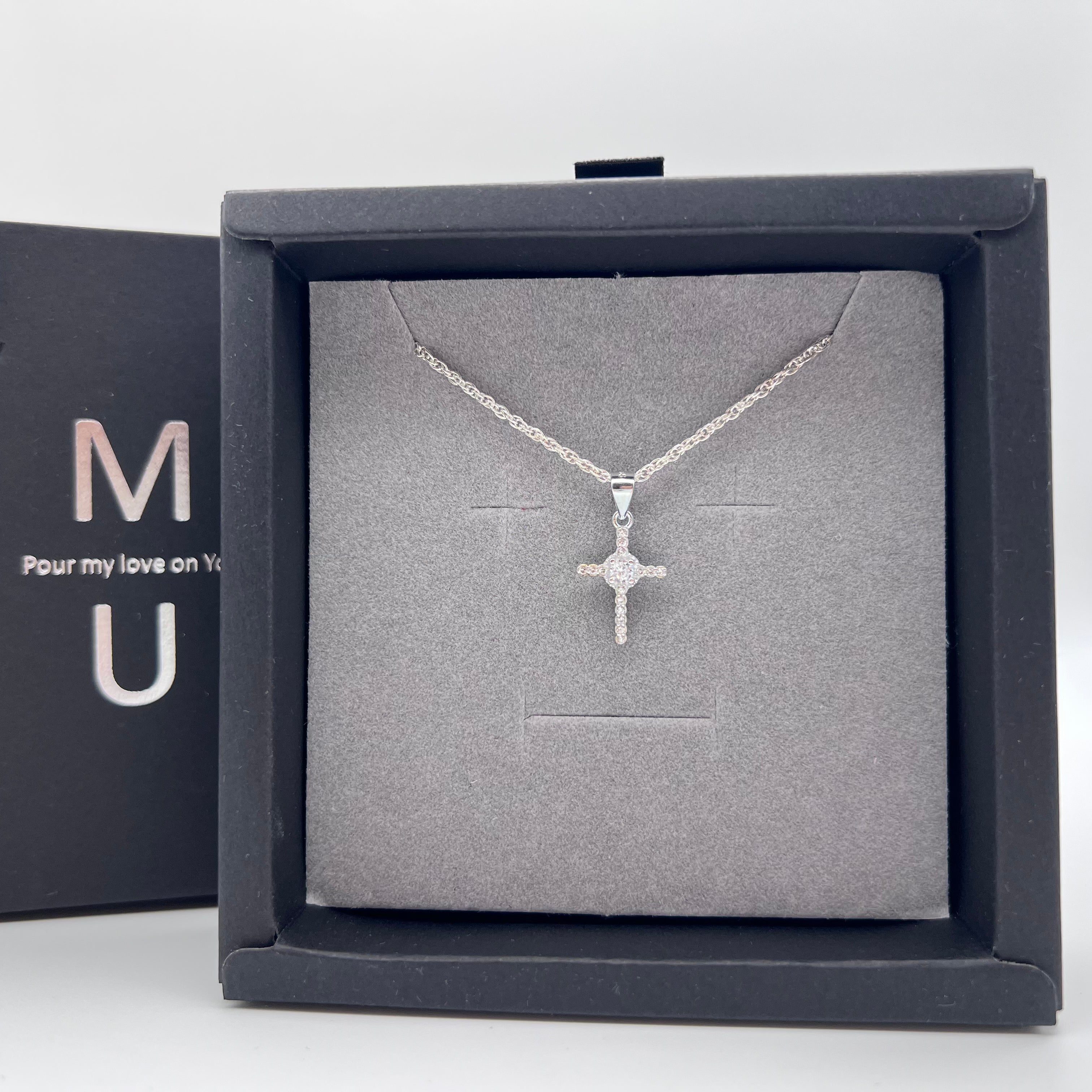 MU ACCESSORIES｜純銀造型水鑽十字架項鍊 N0007