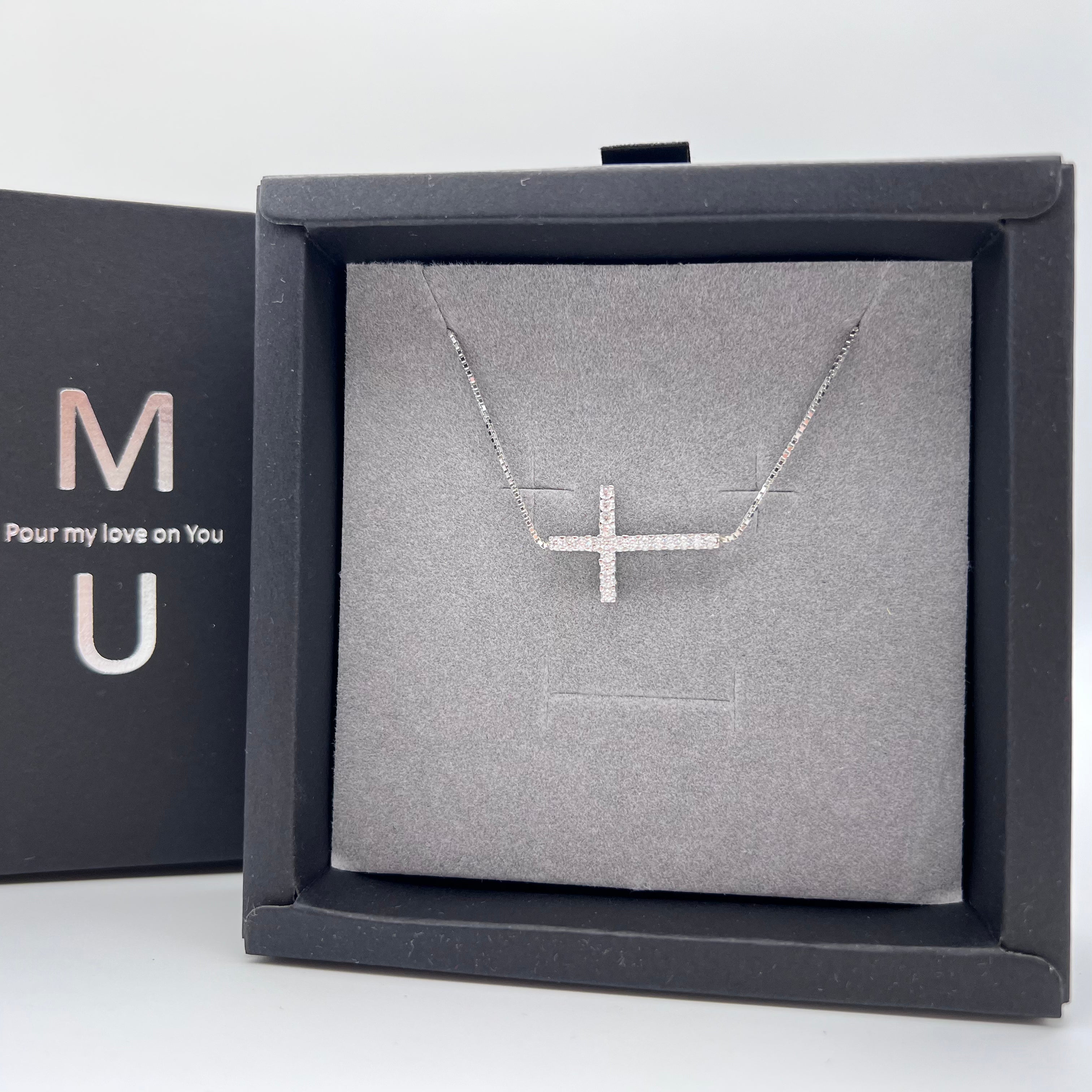 MU ACCESSORIES｜純銀造型水鑽十字架項鍊 N0004