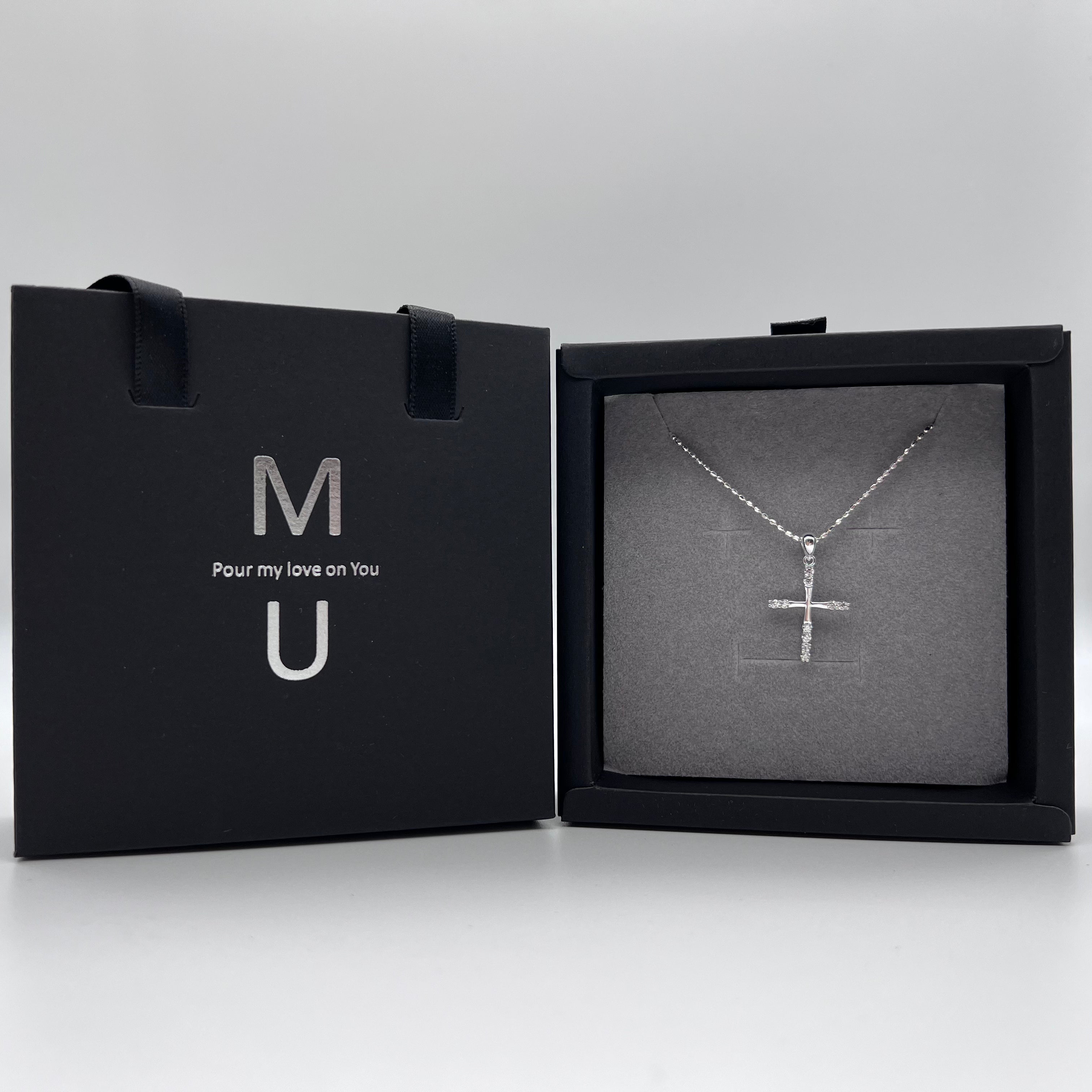 MU ACCESSORIES｜純銀造型水鑽十字架項鍊 N0003