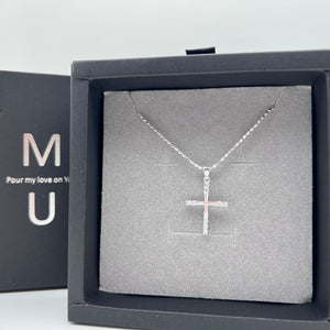 MU ACCESSORIES｜純銀造型水鑽十字架項鍊 N0003