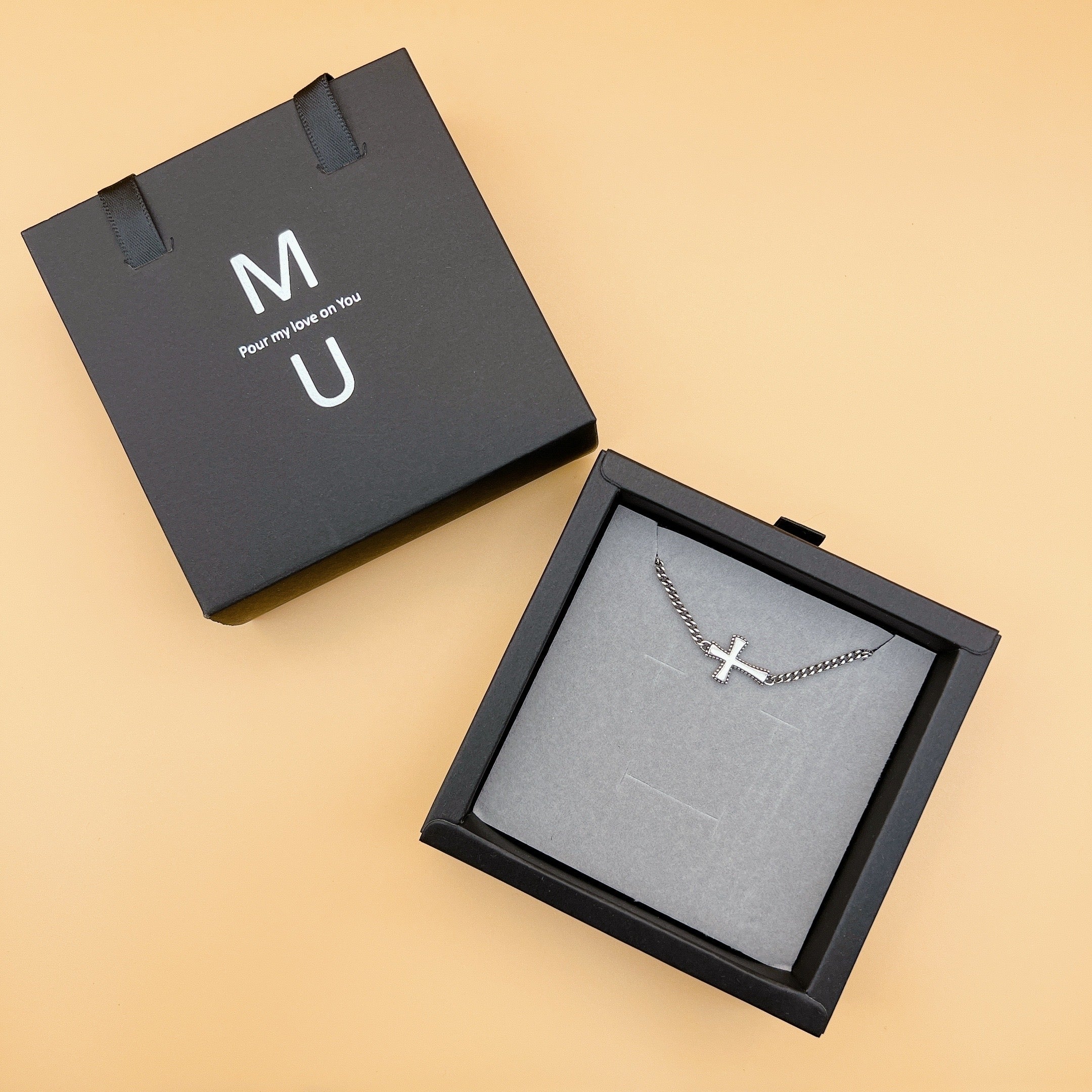 MU ACCESSORIES｜純銀十字架造型手鍊（硫化設計）B0012