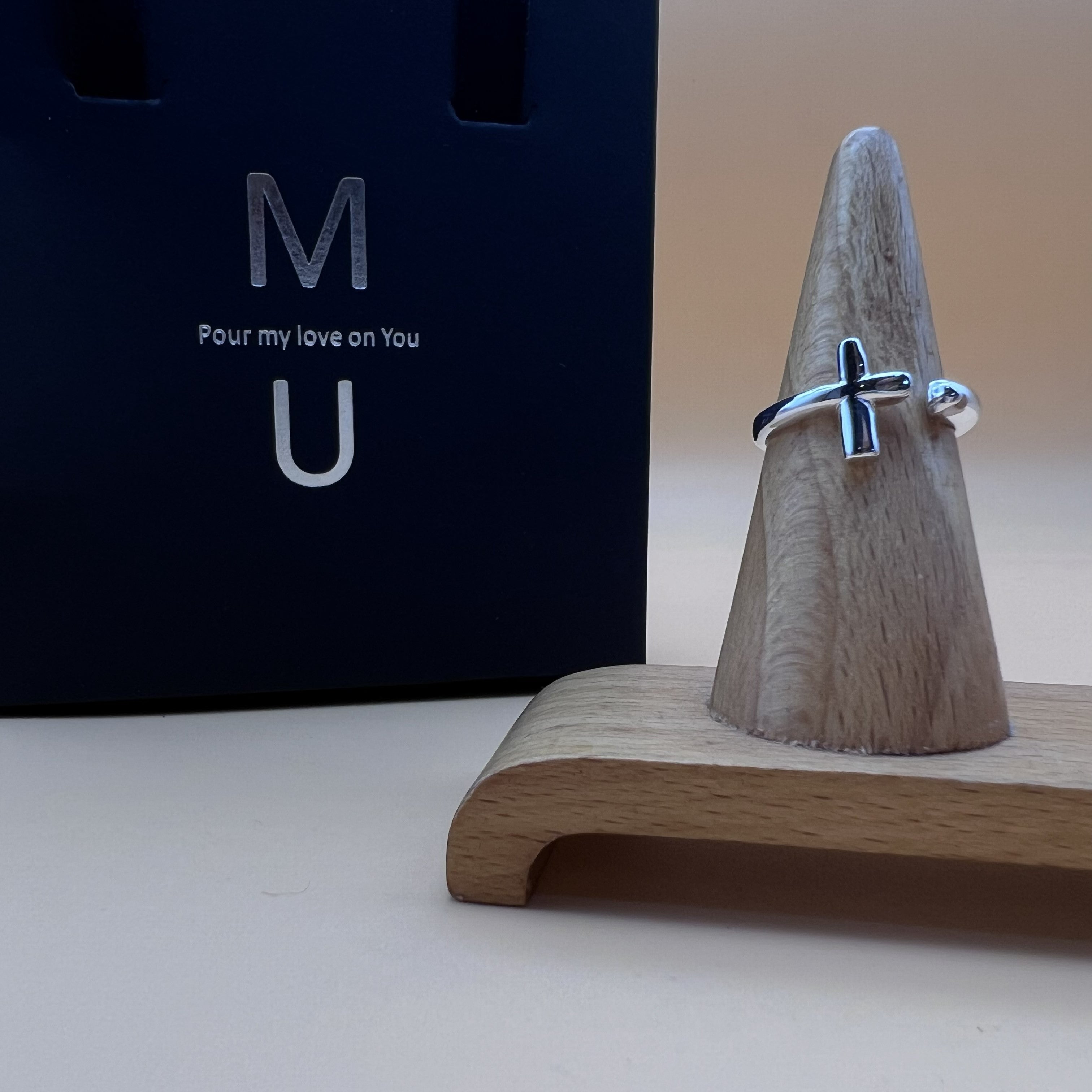 MU ACCESSORIES｜純銀十字架造型開口戒指 R0002