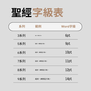聖經字級表，3系列和合本聖經字體大小說明