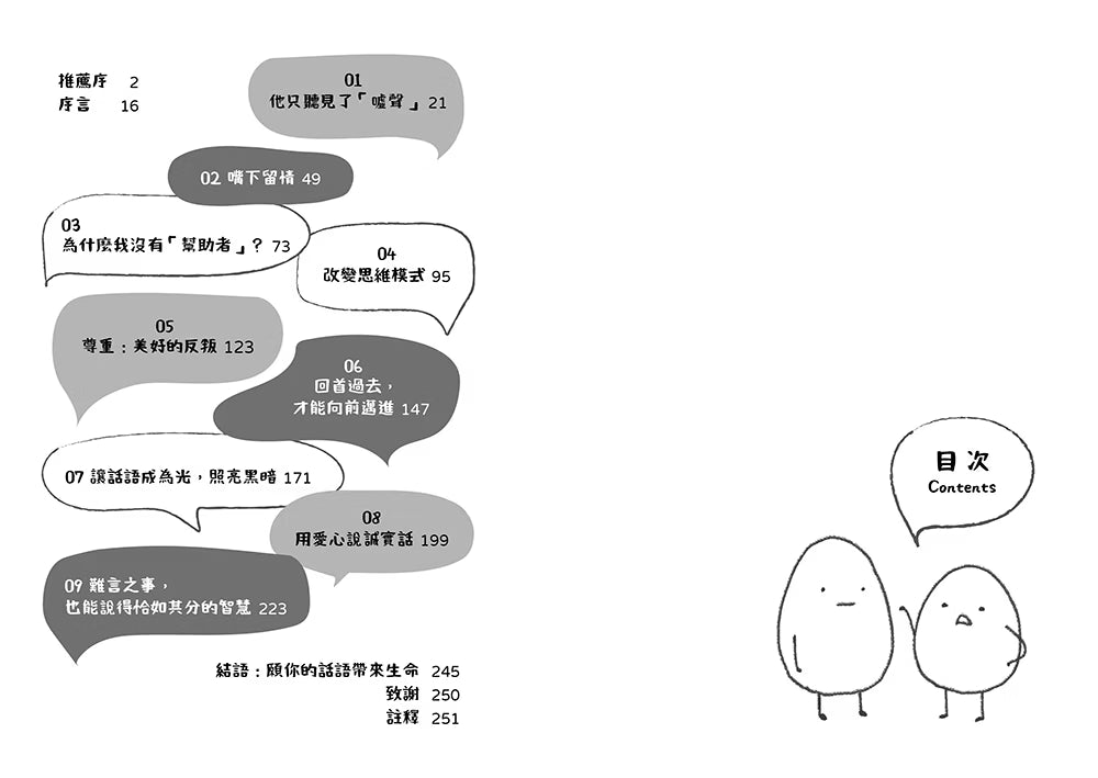 《如何用話語救活老公》書籍目次，展示全書九章章節名稱及頁碼